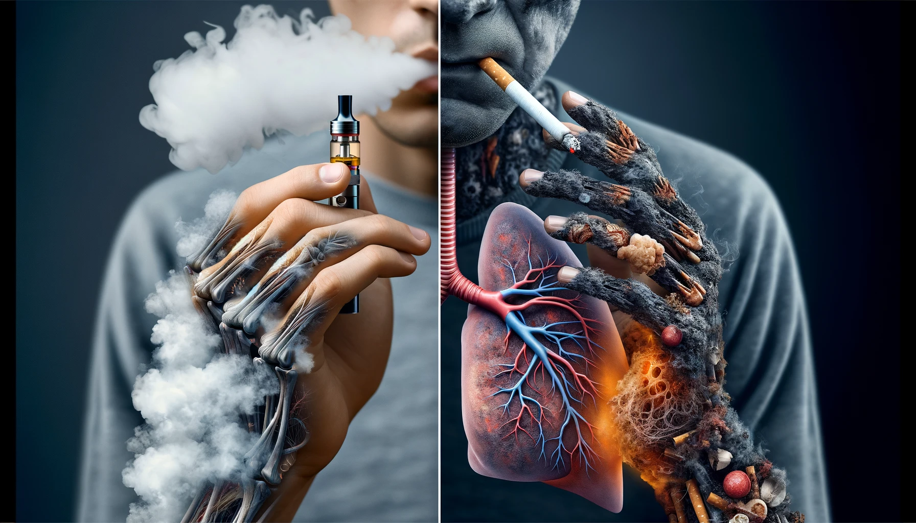 The harmful effects of vaping versus smoking cigarettes