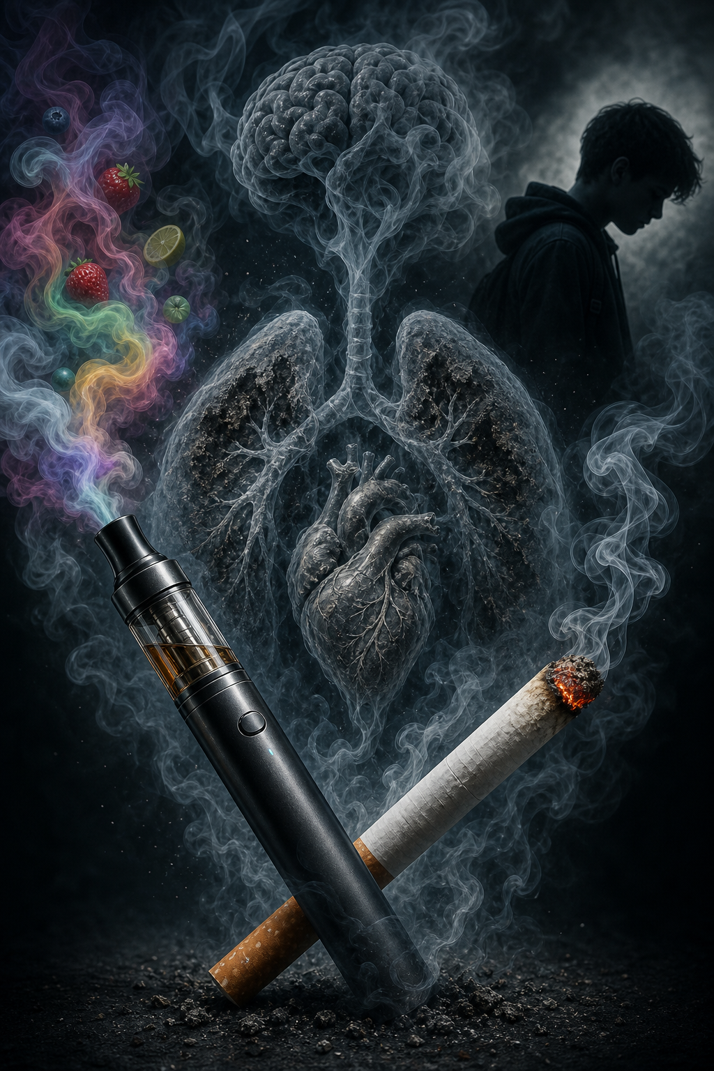 harmful effects of vaping compared with cigarette smoking on lung and heart health