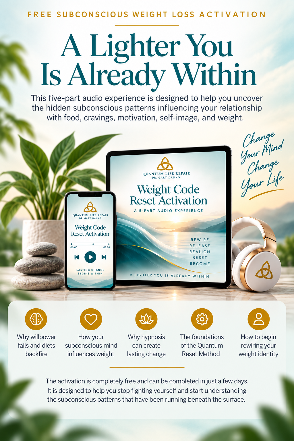 Weight Code Reset Activation – Free Subconscious Weight Loss Audio Experience Weight Code Reset Activation subconscious weight loss audio experience by Dr. Gary Danko