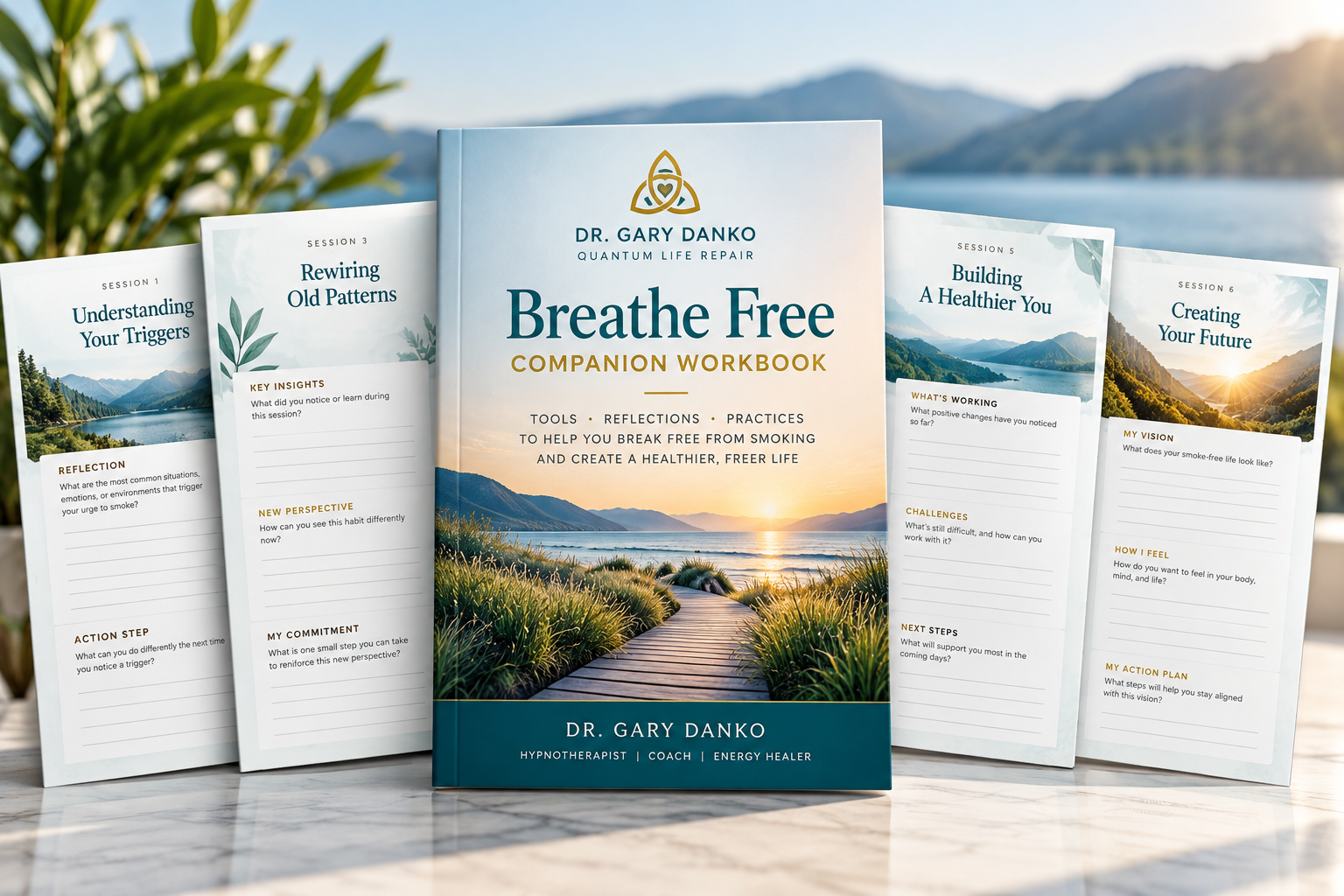 Breathe Free Companion Workbook with reflection exercises for the 6-session quit smoking hypnosis program
