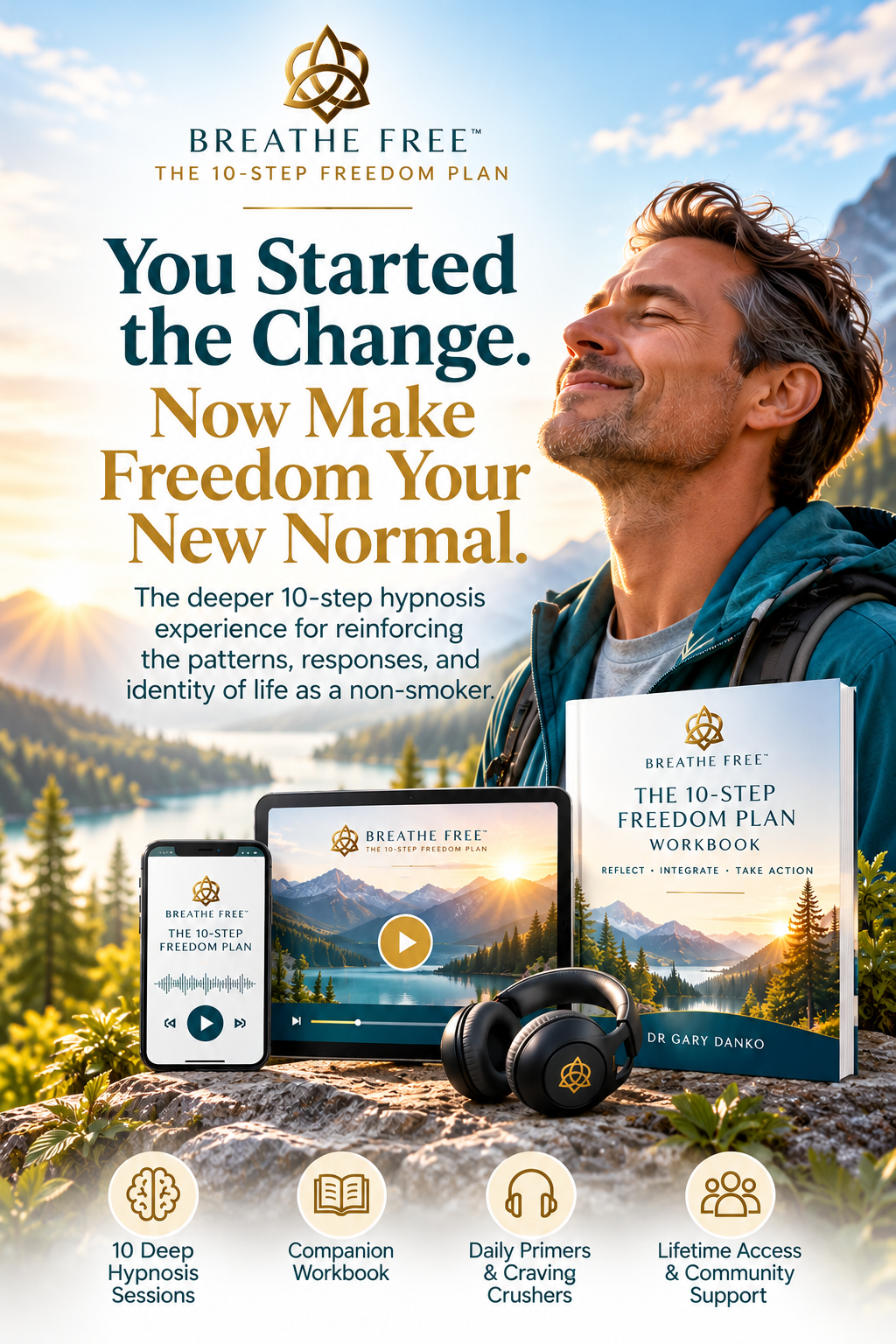 Breathe Free 10-Step Freedom Plan – Mobile Hero Image Breathe Free 10-Step Freedom Plan – Quit Smoking Hypnosis Program